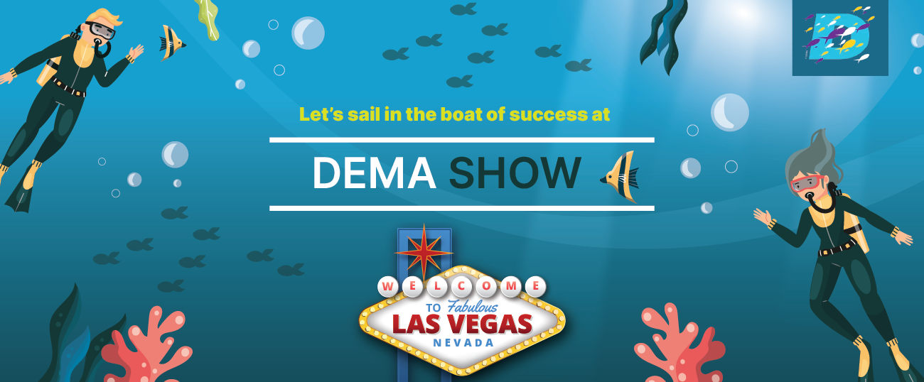 DEMA Show 2025 exhibition floor with dive industry professionals.